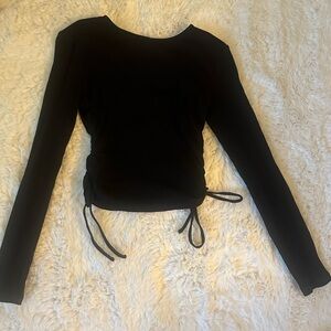 Black Ruched side long sleeve